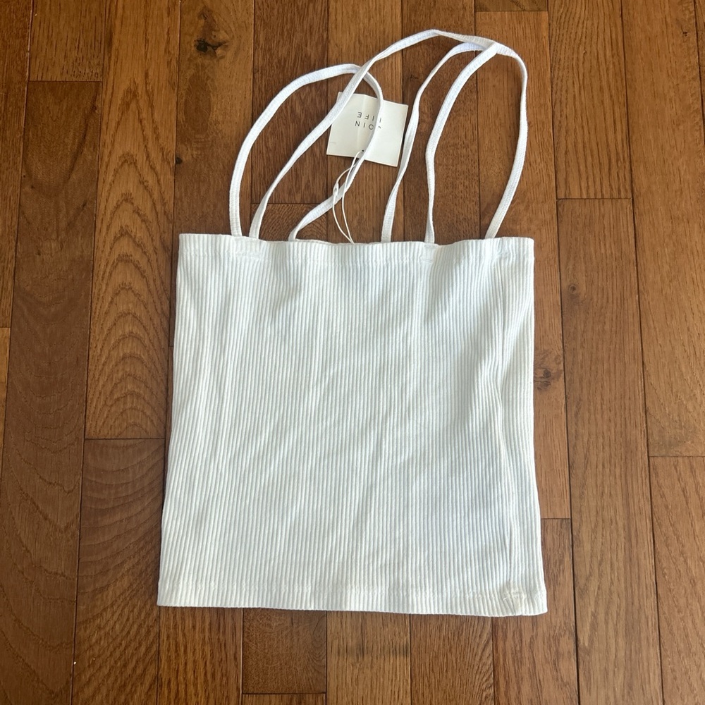 Zara White Ribbed Tank Top